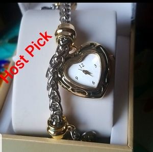 Heart charm bracelet watch